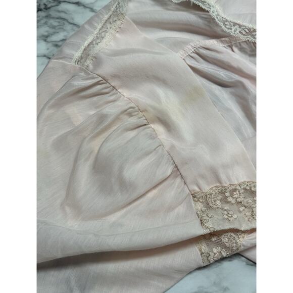 Barbizon Nightgown Pajama Medium Chemise Cotton Pink Embroidered Vintage - Picture 10 of 10